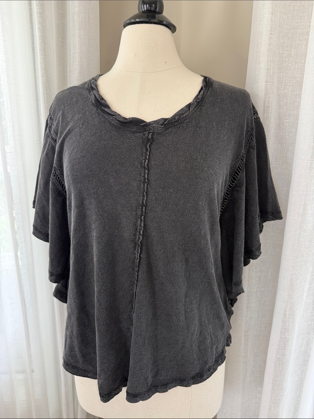 Pilcro Washed Black Short Sleeve Boxy Tee
